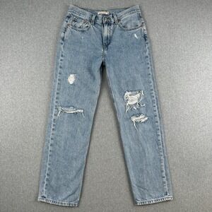 Levi Jeans Low Pro Straight Womens 28 Blue Distressed Ripped Denim Western Rodeo